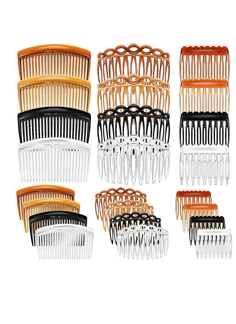 24 Pieces French Hair Side Combs Set Plastic Twist Comb Hair Clip Combs Accessories for Women(9 Teeth Side, 11 Teeth Side, 23 Teeth Side)