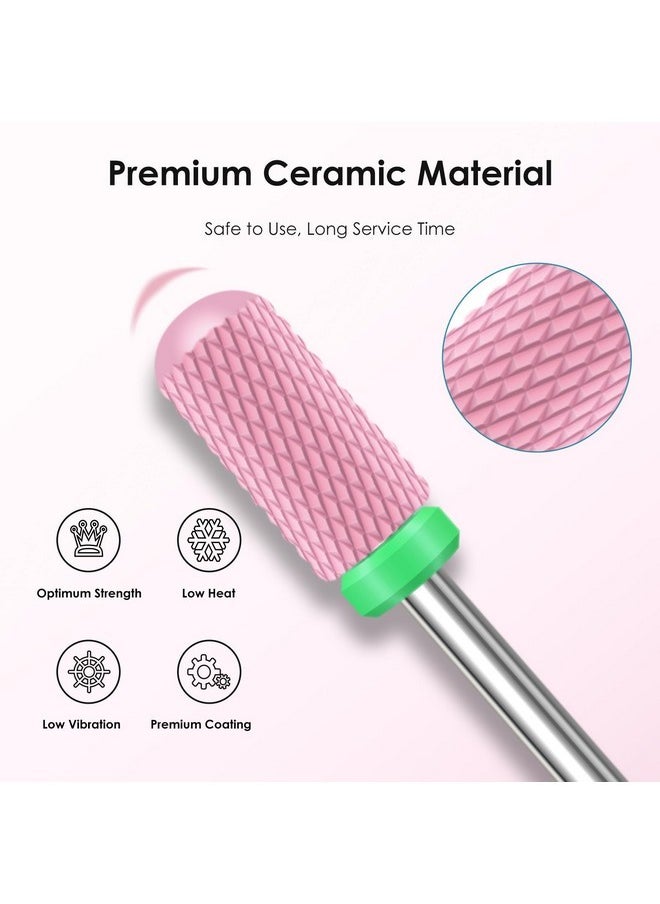 10Pcs Ceramic Nail Drill Bits, Professional 3/32 Inch Electric Manicure Pedicure Drill Bits Nail Tech Set For Acrylic Gel Nails, Efile Cuticle Remover Safety Bit For Nail Drill File, Pink
