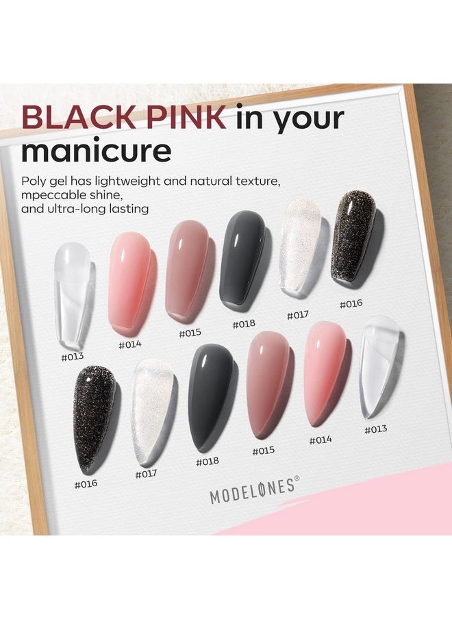 Poly Gel Nail Kit 6 Colors With 8 W Nail Lamp Nail Extension Gel Kit Nude Clear Pink Black Glitter Complete Starter Kit For Beginner Nail Thickening Solutions Diy At Home For Women