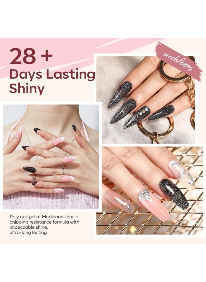 Poly Gel Nail Kit 6 Colors With 8 W Nail Lamp Nail Extension Gel Kit Nude Clear Pink Black Glitter Complete Starter Kit For Beginner Nail Thickening Solutions Diy At Home For Women