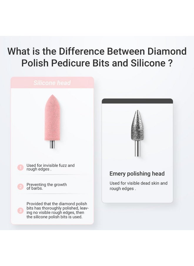 6Pcs Polish Pedicure Nail Drill Bits With 16 Holes Bits Holder Set, Silicone Rubber Drill Bit For Pedicure Manicure Gel Grinding And Polishing, Pink