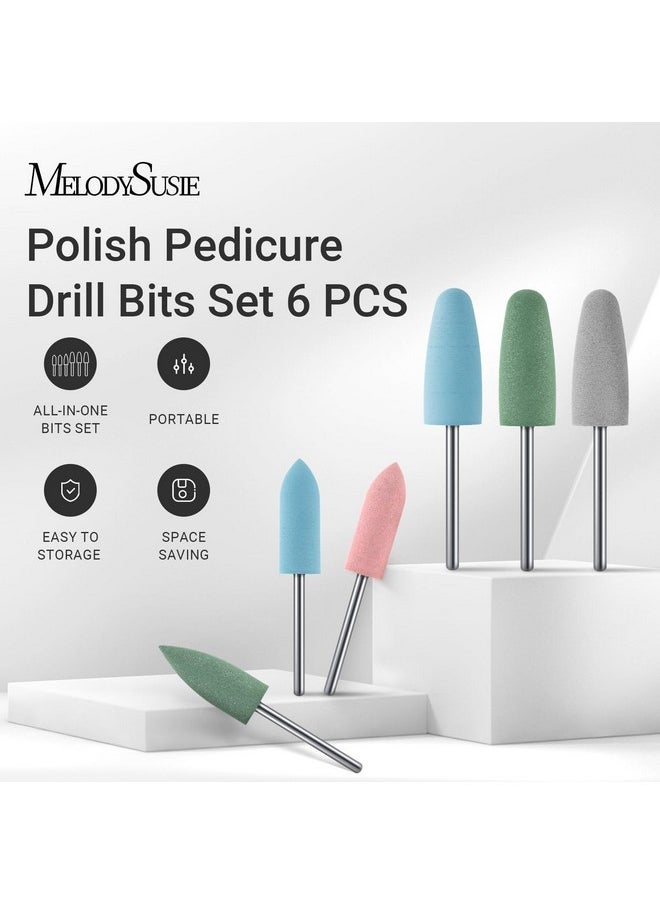 6Pcs Polish Pedicure Nail Drill Bits With 16 Holes Bits Holder Set, Silicone Rubber Drill Bit For Pedicure Manicure Gel Grinding And Polishing, Pink