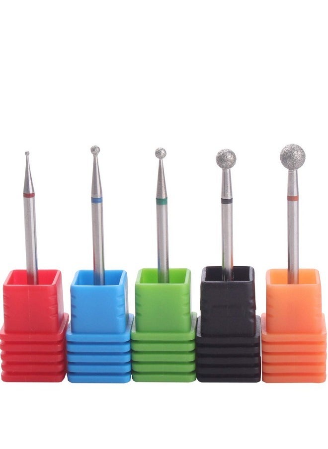 5Pcs Nail Drill Bits Ball Head 3/32 Diamond Cuticle Bit For Electric Nail File Machine