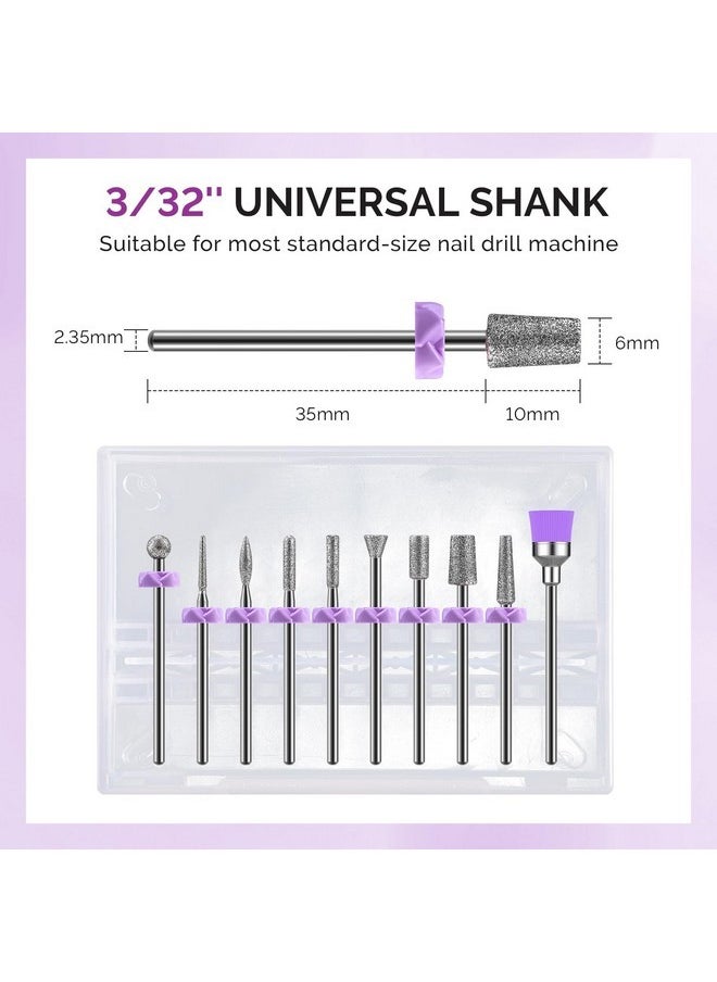 Nail Drill Bits, 10Pcs Diamond Sanding Bit Set With 40Pcs Small Sanding Bands (#120#180#240 Grits) With 3.1Mm Mandrel Bit, Nail Gel Polish Remover Tool For Acrylic Nails Manicure Nail Prep