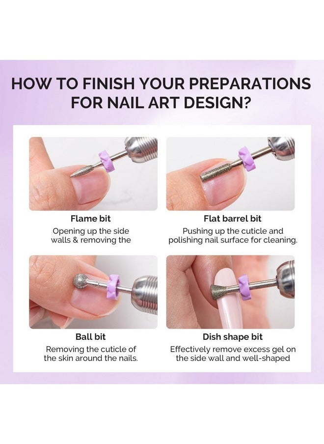 Nail Drill Bits, 10Pcs Diamond Sanding Bit Set With 40Pcs Small Sanding Bands (#120#180#240 Grits) With 3.1Mm Mandrel Bit, Nail Gel Polish Remover Tool For Acrylic Nails Manicure Nail Prep