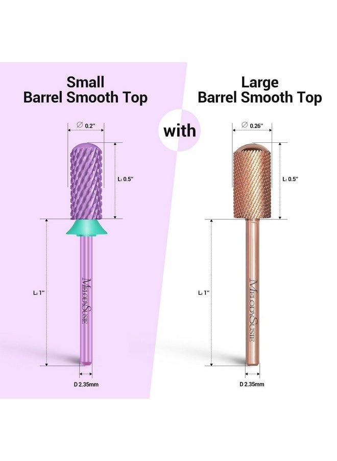 Safety Nail Drill Bits, 3/32'' Smooth Round Top Small Barrel Carbide Bits, Fast Remove Acrylic Or Hard Gel For Manicure Pedicure Salon Professional Or Beginner, Purple, Coarse