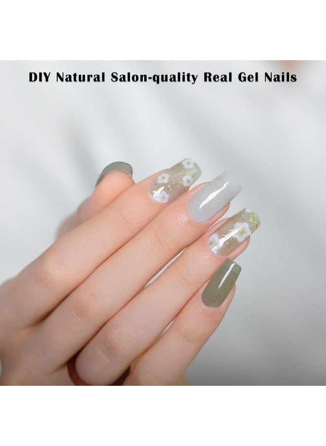 Semi Cured Gel Nail Stickers Salon-Quality Semicured Gel Nail Wraps Long Lasting Semi-Cured Gel Nail Strips For Women Manicure (Fragrant Gardenia Flower M096)