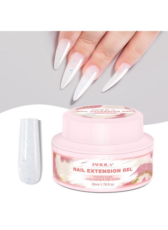 Poly Nail Gel Builder Gel For Nails, 50Ml Milky White Poly Nail Gel Colors, Hema-Free Glitter Poly Nail Gel, Nail Extension Gel Professional Salon Uv/Led Nail Lamp Required