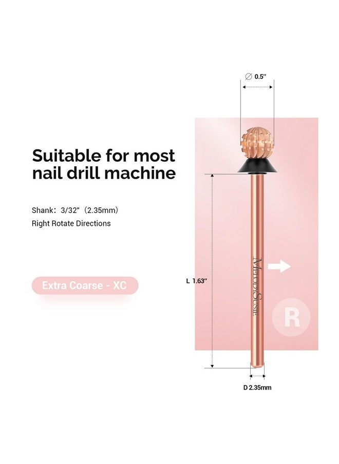 5.0Mm Ball Shape Pedicure Bit, 3/32'' Carbide Tungsten Bits, Suitable For Remove Forefoot Calluses Cuticle Dead Skin Nail Prepare, Beginners Bits, Rose Gold, Series Bit-S, Extra Coarse