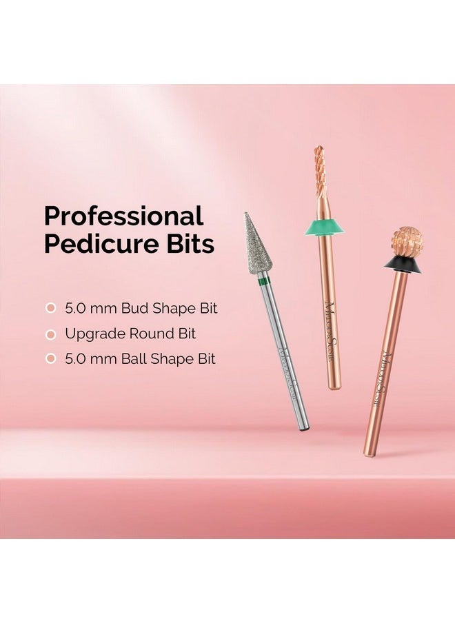5.0Mm Ball Shape Pedicure Bit, 3/32'' Carbide Tungsten Bits, Suitable For Remove Forefoot Calluses Cuticle Dead Skin Nail Prepare, Beginners Bits, Rose Gold, Series Bit-S, Extra Coarse