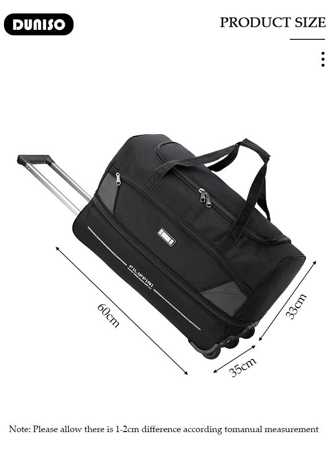 Rolling Duffle Bag, Rolling Garment Bags for Travel,Carry-On Bag Large Capacity Travel Handbag with Adjustable Pull Rod,Expandable Waterproof Weekend Luggage Bag for Unisex,Suits for School, Work, Business Trips