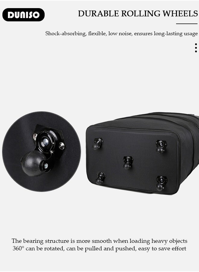 Expandable Foldable Luggage Bag, Collapsible Suitcase with Combination Lock, Rolling Duffel Bag with 2 Straps, Carry On Luggage Bag with Spinner Wheels, Waterproof Oxford Multifunction Travel Bag with Shoulder Straps for Men Women