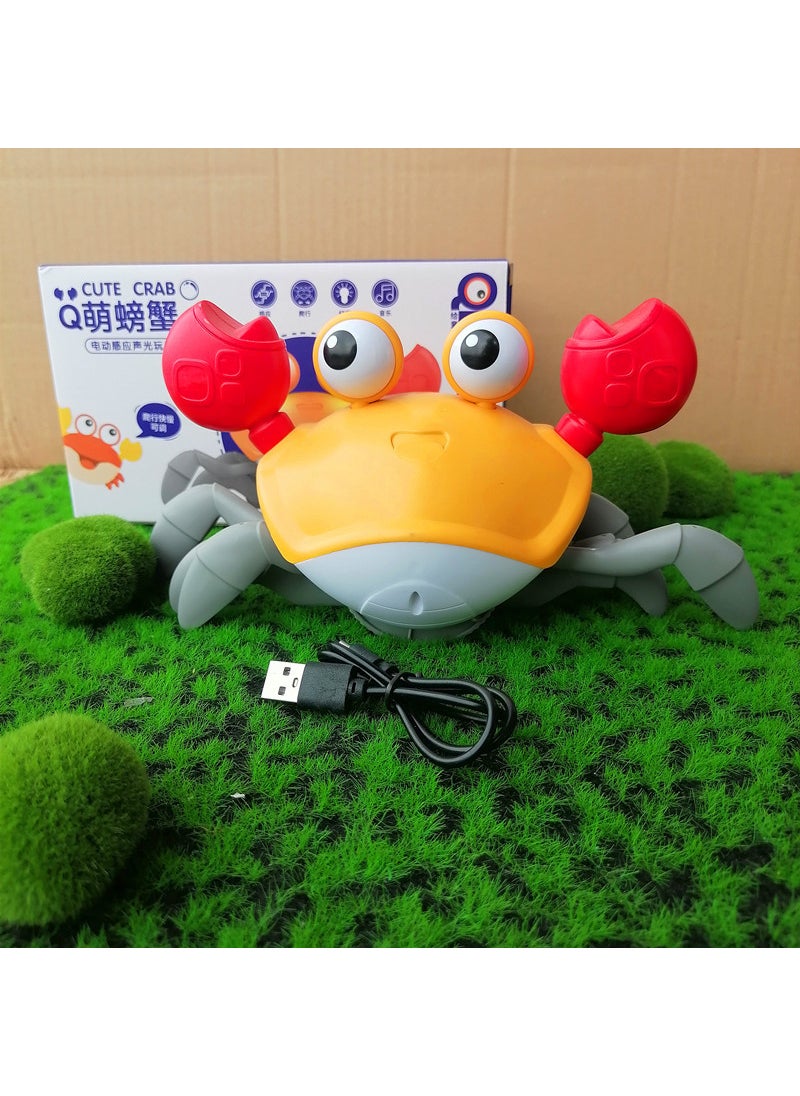 Inductive Crawling Crab Toy for Kids 1-3Upgraded [sound and light electric induction] crab-orange [upgraded speed adjustable charging version type-c socket] (english color box) three-speed speed adjustment, volume can be off Upgraded [sound and light electric induction] crab-orange [upgraded speed adjustable charging version type-c socket] (english color box) three-speed speed adjustment, volume can be off