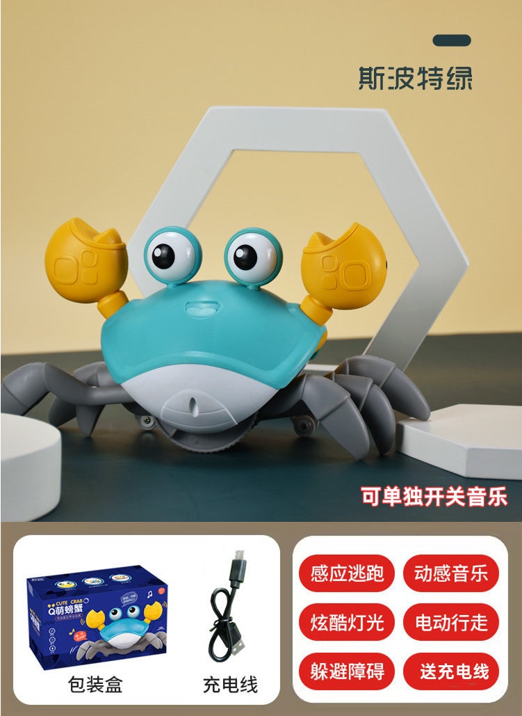 Inductive Crawling Crab Toy for Kids 1-3Upgraded [sound and light electric sensor] crab-green [rechargeable version type-c socket] can turn off the music separately (chinese color box) Upgraded [sound and light electric sensor] crab-green [rechargeable version type-c socket] can turn off the music separately (chinese color box)