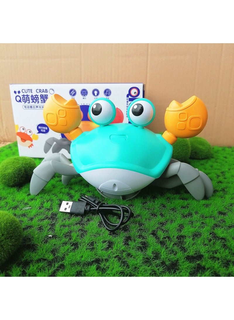 Inductive Crawling Crab Toy for Kids 1-3Upgraded [sound and light electric induction] crab-green [upgraded speed adjustable charging version type-c socket] (english color box) three-speed speed adjustment, volume can be off Upgraded [sound and light electric induction] crab-green [upgraded speed adjustable charging version type-c socket] (english color box) three-speed speed adjustment, volume can be off