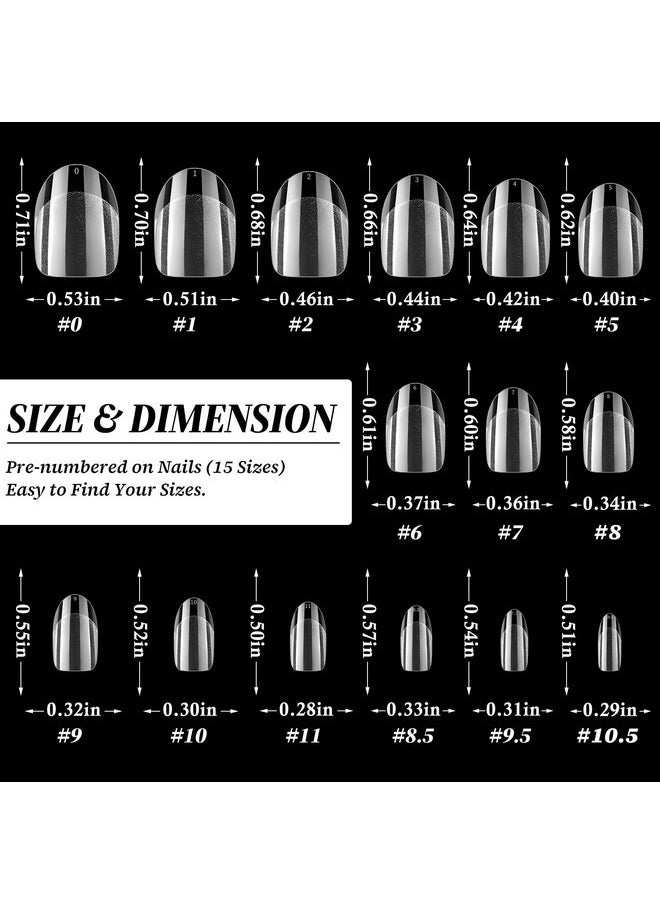 300Pc Oval Gel X Nail Tips Short Fake Nails Clear Press On Nail Short Oval Gel X Tip Xs Soft Gel Nail Tips Full Cover Gel X False Fingernails For Acrylic Nail Extension Press Nail Making