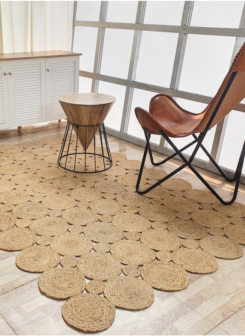 Ramsha Jute braided rug BR-033 circular pattern runner for bedroom kitchen black and natural carpet area rug.