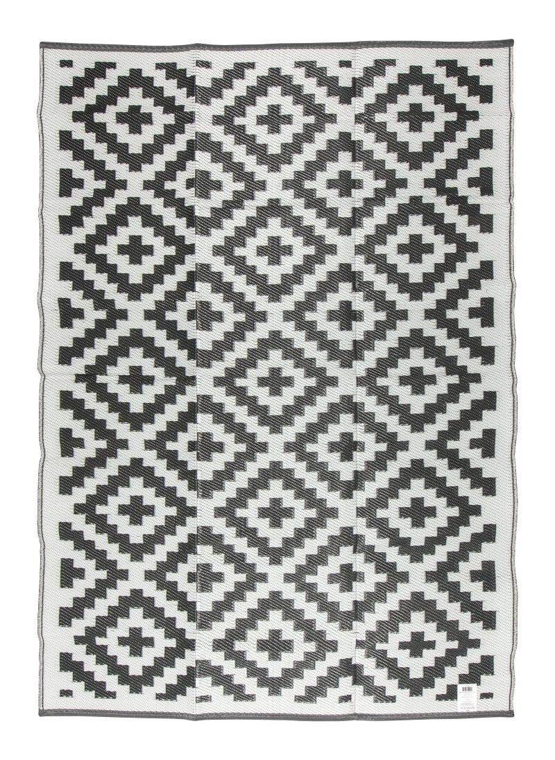 Stylisg Plastic Straw Carpets Rugs Courtyard Collection Border Design Gray/White Reversible, Camping Carpets, Plastic mat Floor Carpets Patio rugs Indoor/Outdoor Picnic Mat Straw Rugs Mat Area Rug with Bag - Bedroom Rugs Size 5'x7' Ft.