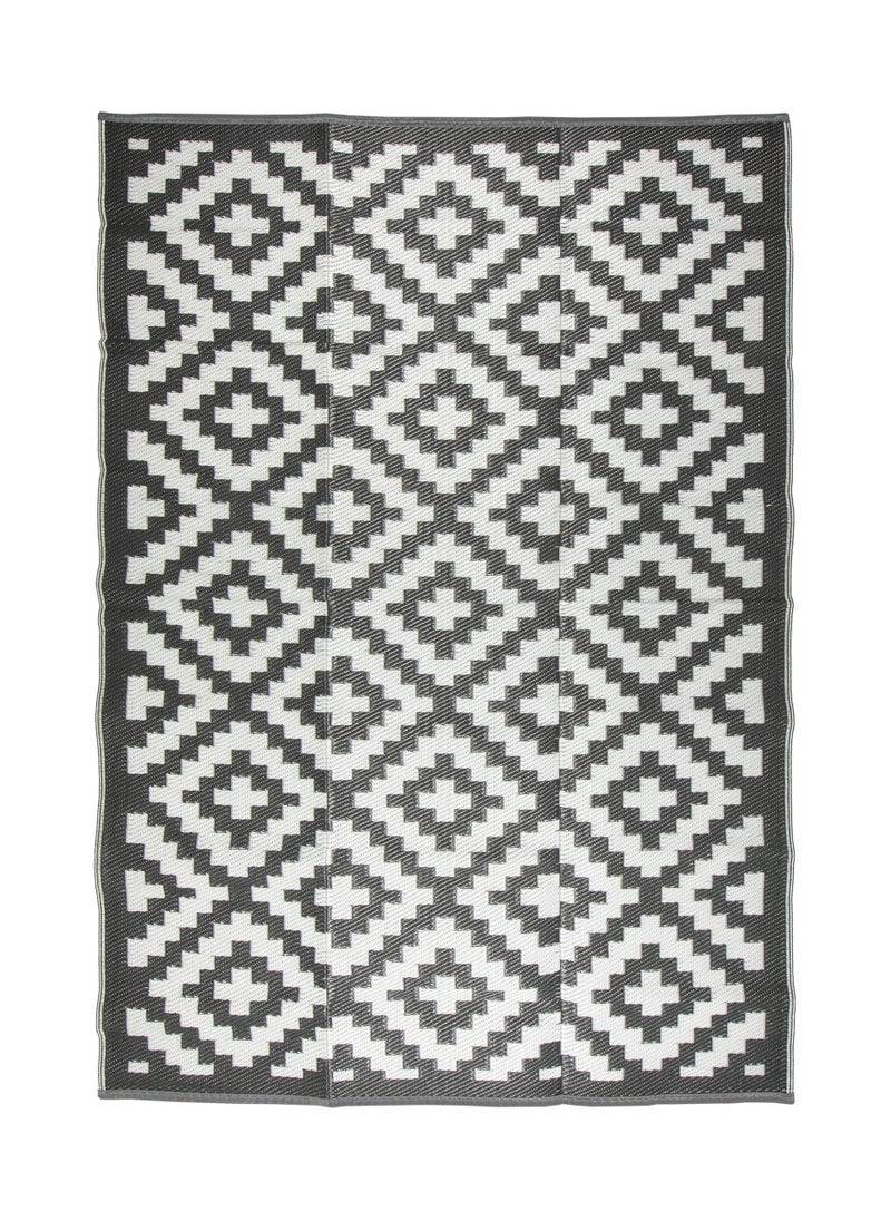 Stylisg Plastic Straw Carpets Rugs Courtyard Collection Border Design Gray/White Reversible, Camping Carpets, Plastic mat Floor Carpets Patio rugs Indoor/Outdoor Picnic Mat Straw Rugs Mat Area Rug with Bag - Bedroom Rugs Size 5'x7' Ft.