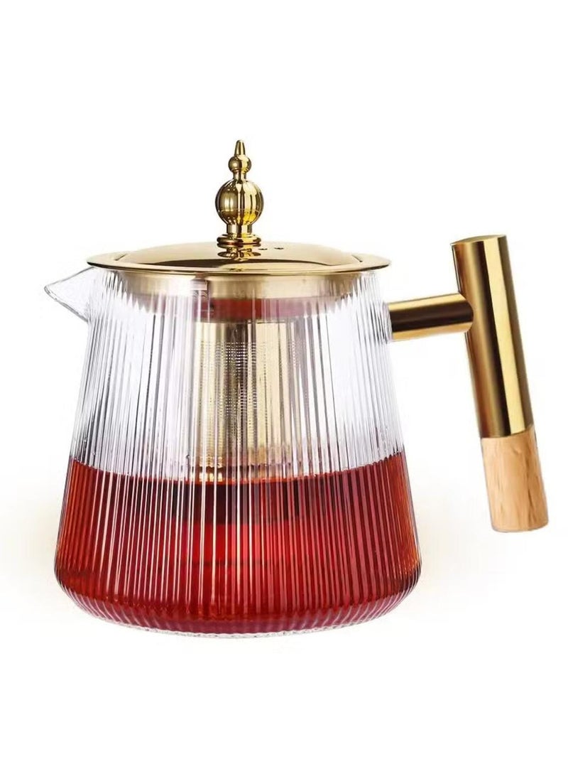 Traditional Arabic Glass Tea Pot – 750ml Heat-Resistant Stove-Top Safe Borosilicate Glass Infuser Kettle with Steel Handle and Elegant Arabic Design – Perfect for Tea, Coffee, and Gift