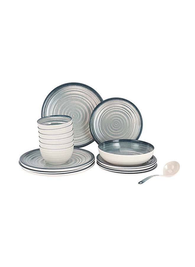 Royalford 20pcs Melamineware Dinner Set RF12512 Includes Dinner and Side Plates, Serving and Rice Bowls and Ladle Dishwasher-Safe and Freezer-Friendly Multicolor 3kg