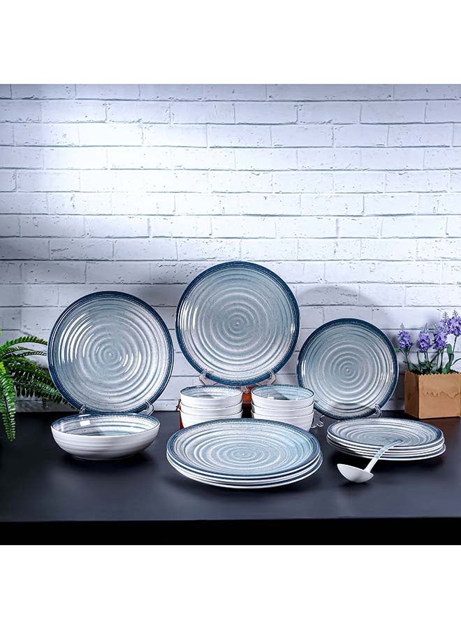 Royalford 20pcs Melamineware Dinner Set RF12512 Includes Dinner and Side Plates, Serving and Rice Bowls and Ladle Dishwasher-Safe and Freezer-Friendly Multicolor 3kg