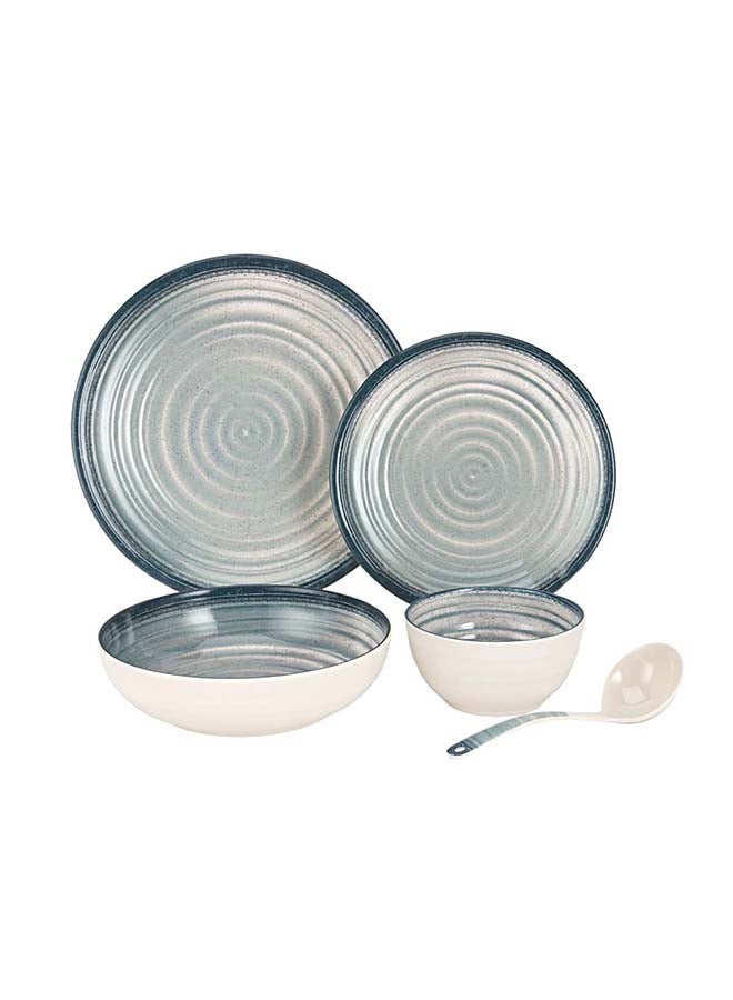 Royalford 20pcs Melamineware Dinner Set RF12512 Includes Dinner and Side Plates, Serving and Rice Bowls and Ladle Dishwasher-Safe and Freezer-Friendly Multicolor 3kg