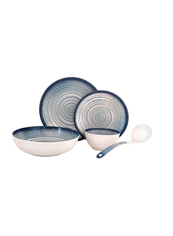 Royalford 20pcs Melamineware Dinner Set RF12512 Includes Dinner and Side Plates, Serving and Rice Bowls and Ladle Dishwasher-Safe and Freezer-Friendly Multicolor 3kg