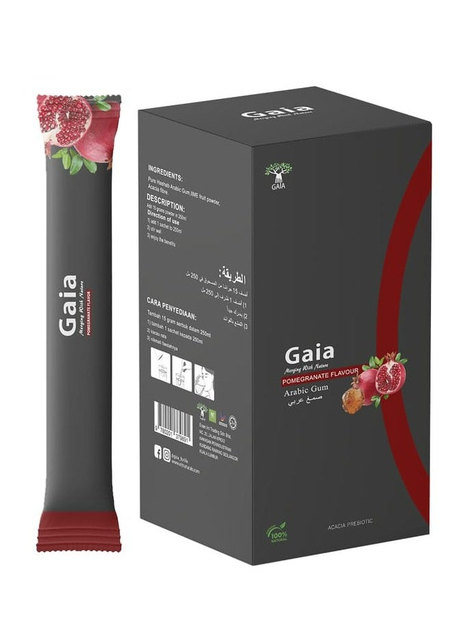 Pomegranate Gaia Gum Arabic 15 Sachets - Digestive Health - Cholesterol Management - Weight Loss Help - Prebiotic Power - Blood Sugar Balance - Skin Vitality - Nutrient Rich