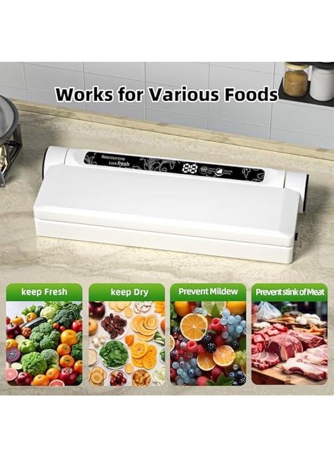 Vacuum Sealer, Food Saver Vacuum Sealer Machine with 20 Food Preservation Bags One-touch Automatic Vacuum Sealer for Food, Digital Display Vacuum Sealing and Independent Sealing Function