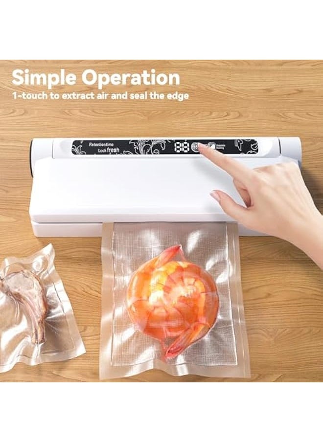 Vacuum Sealer, Food Saver Vacuum Sealer Machine with 20 Food Preservation Bags One-touch Automatic Vacuum Sealer for Food, Digital Display Vacuum Sealing and Independent Sealing Function