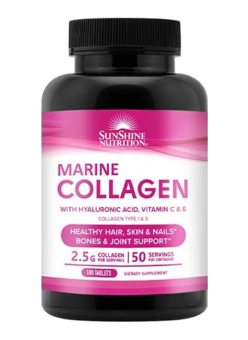 Marine Collagen With Hyaluronic Acid, Vitamin C And E Healthy Hair, Skin And Nails Reduces Wrinkles Good For Strong Bones And Joints 100 Tablets