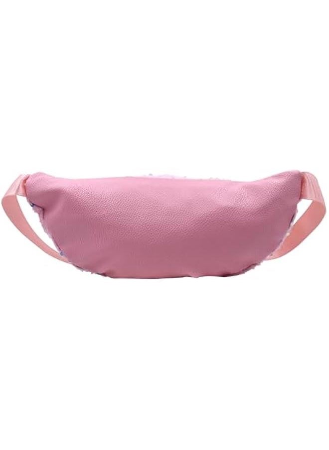 Women Girls Waist Bag Fanny Pack Shiny Sequin Waist Pouch Chest Crossbody Belt Bags Adjustable for Sports Daily,Pink A#