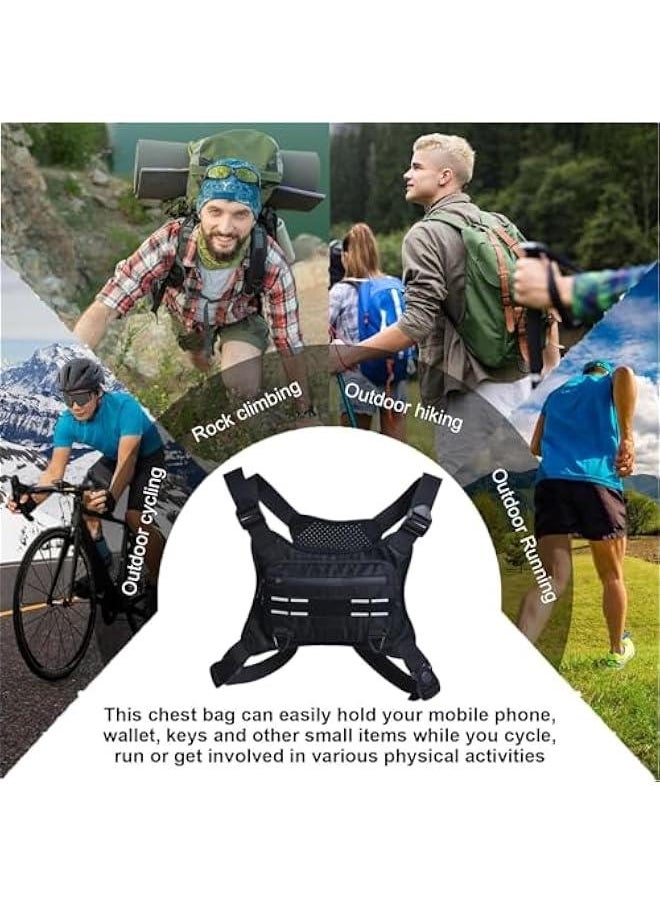 Adjustable Running Chest Bag | Chest Running Bag | Chest Workouts Pouch | Running Vest Bag - Men's and Women's Reflective Chest Pack, Chest Pouch, Running Backpack, and Adults