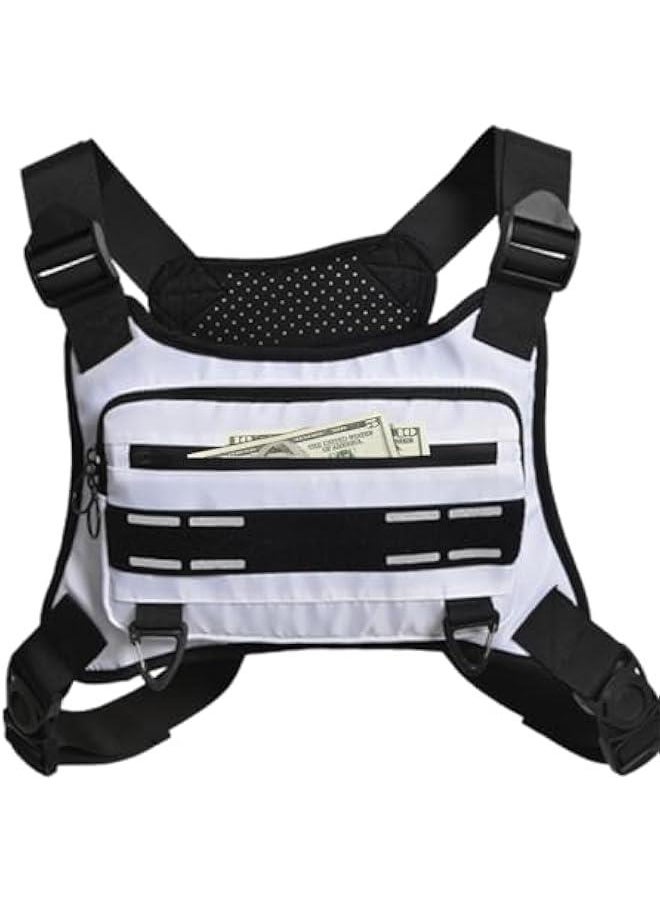 Adjustable Running Chest Bag | Chest Running Bag | Chest Workouts Pouch | Running Vest Bag - Men's and Women's Reflective Chest Pack, Chest Pouch, Running Backpack, and Adults