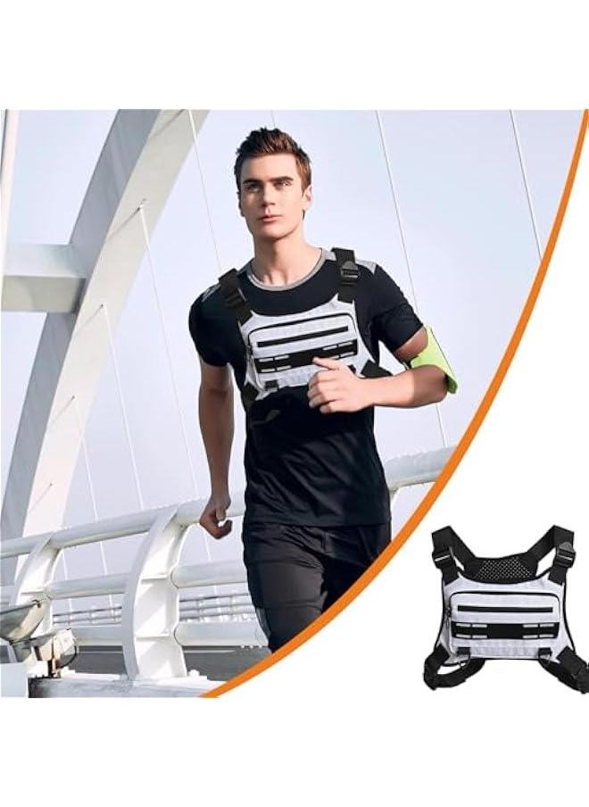 Adjustable Running Chest Bag | Chest Running Bag | Chest Workouts Pouch | Running Vest Bag - Men's and Women's Reflective Chest Pack, Chest Pouch, Running Backpack, and Adults