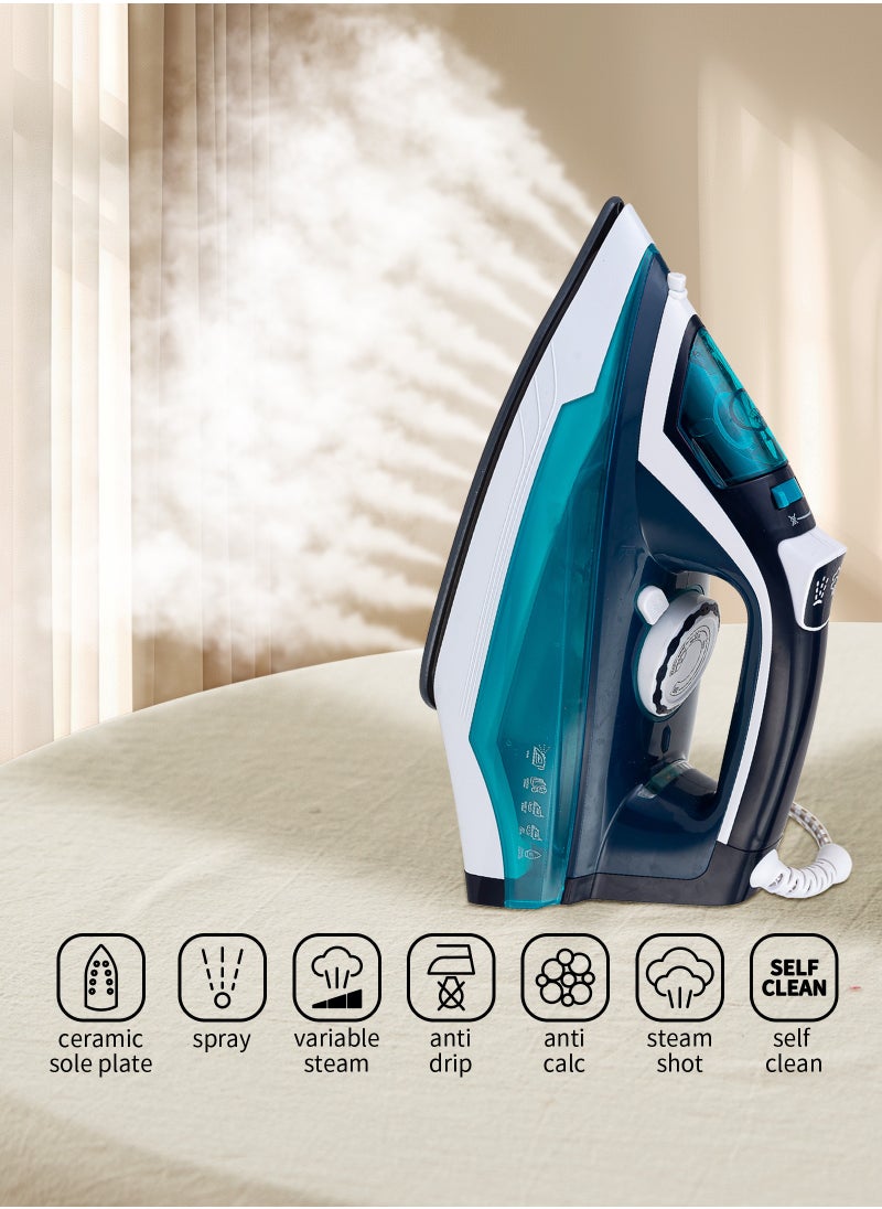 Steam Lron With Non-Stick Soleplate/Self Clean Function 2200 W Blue/White