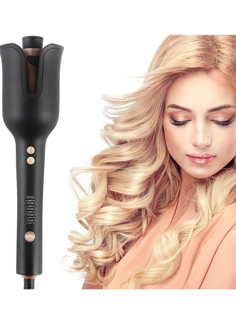 REBENUO RE-2082 Auto Hair Curler Automatic Curling Iron Wand Professional Curling Wand Rotating Fast Heating for Women Mid Length to Longer Hair (Black)