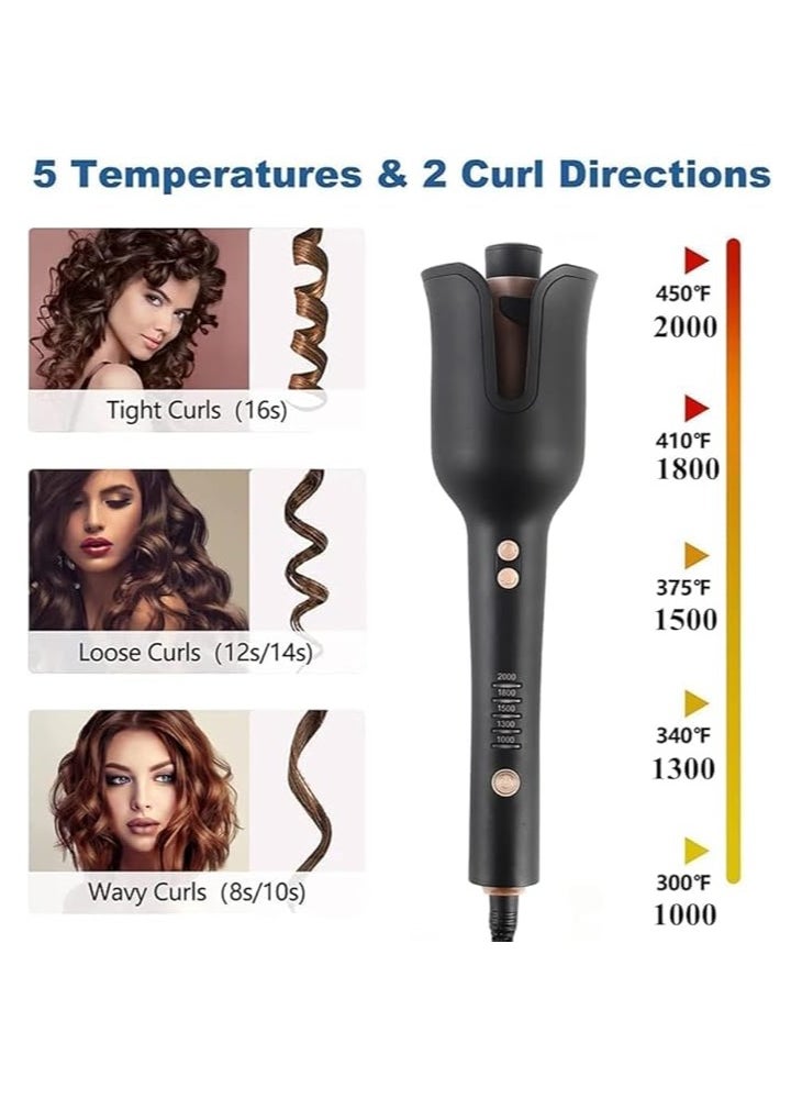 REBENUO RE-2082 Auto Hair Curler Automatic Curling Iron Wand Professional Curling Wand Rotating Fast Heating for Women Mid Length to Longer Hair (Black)