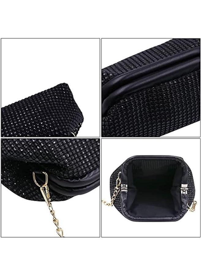 Women Rhinestones Purse Sparkly Diamond Crystal Bucket Bag Wedding Prom Party Club Shoulder Purses