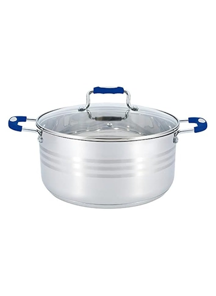 stainless steel casserole with blue color silicon handle gs-020