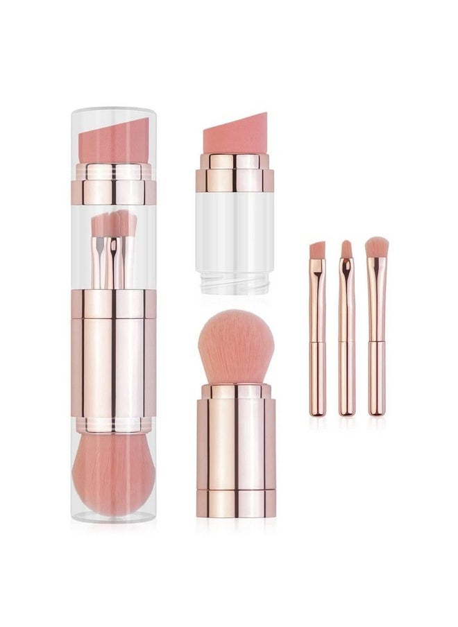 5 In 1 Makeup Brush Set, Includes Foundation Brush, Face Brush, Lip Brush, Eyeshadow Brush And Eyebrow Brush, Travel Portable Mini Cosmetic Make Up Brushes Kits