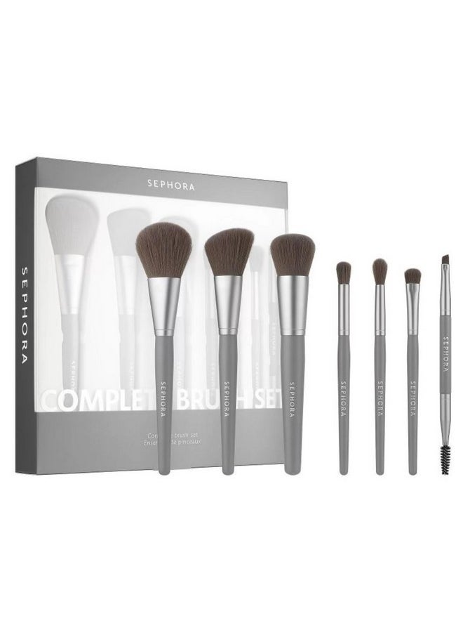 Collection Complete Makeup Brush Set - Set Of 7 Brushes, Full Size, Grey