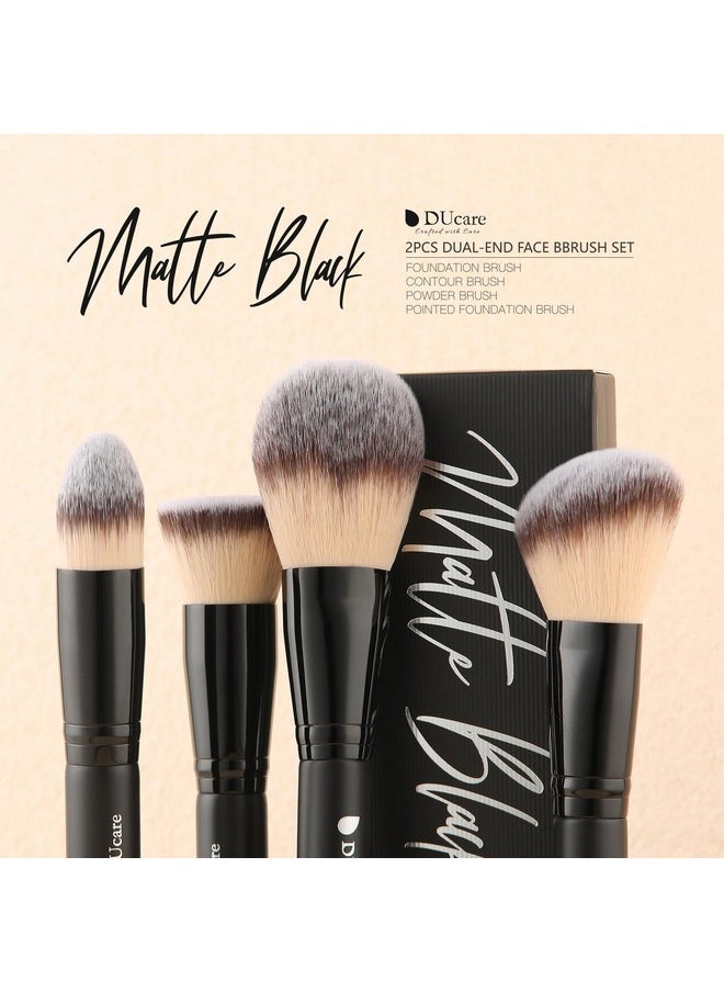 Makeup Brushes Duo End Foundation Contour Powder And Buffer Brush Bronzer Double Makeup Brush Set 2Pcs Black