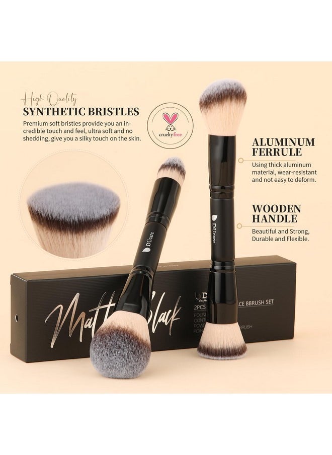 Makeup Brushes Duo End Foundation Contour Powder And Buffer Brush Bronzer Double Makeup Brush Set 2Pcs Black