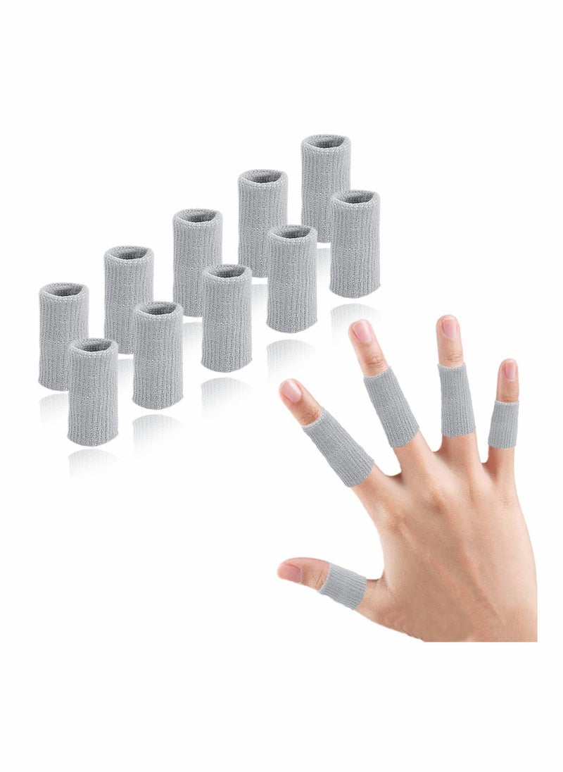 Finger Sleeves KASTWAVE 10PCS Thumb Splint Brace for Triggger Finger Support Breathable Elastic Finger Tape Compression Pression Protector for Reliving Pain Compression Aid for Sports Gray