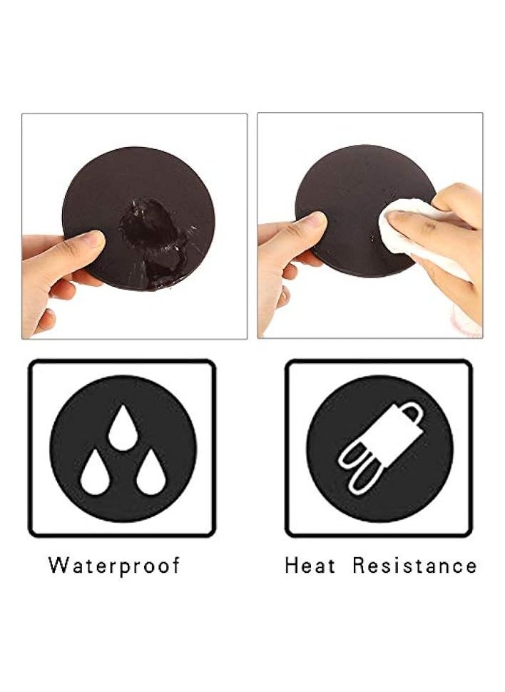 Drink Coasters Set of 6 Brown PU Leather Coasters with Holder Round Mug Coaster Mats for Coffee Beer Tea Mug Wine Pub Home Kitchen Use Housewarming Gifts