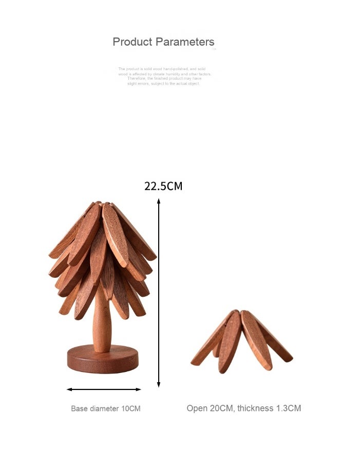 Wooden Heat Insulation Pads, Tree-Shaped Heat Resistant Mat Set, Foldable Wooden Kitchen Trivet