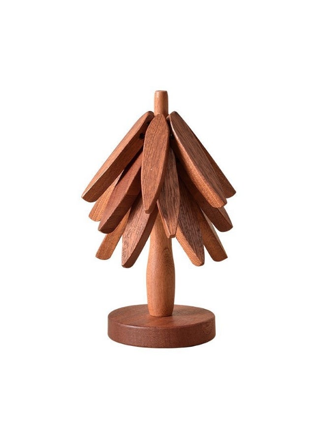 Wooden Heat Insulation Pads, Tree-Shaped Heat Resistant Mat Set, Foldable Wooden Kitchen Trivet