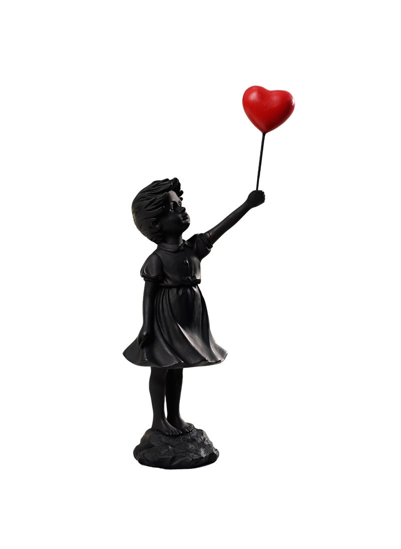 Banksy Balloon Girl Resin Sculpture Black